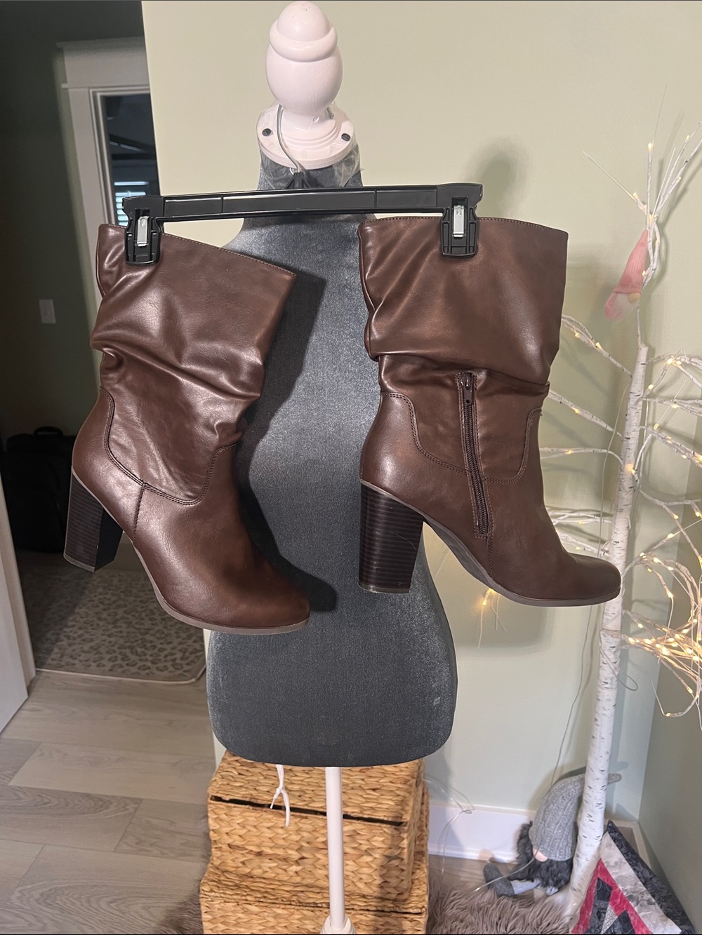 Style & Co. Brown Slouchy Mid-Calf Heeled Boots